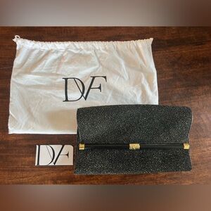 Diane Von Furstenberg Gold Black Sparkle Clutch